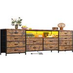 12-Drawer TV Stand Dresser with Power Outlets & LED Lights – Modern Media Console for 75 TV 8