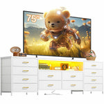 12-Drawer TV Stand Dresser with Power Outlets & LED Lights – Modern Media Console for 75 TV 9