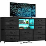 12 Drawers TV Stand for 55'' TV – Stylish Media Console with Charging Station & LED Lights for Living Room - Trendyhousehold.co