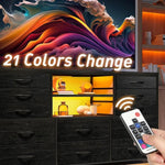 12 Drawers TV Stand for 55'' TV – Stylish Media Console with Charging Station & LED Lights for Living Room - Trendyhousehold.co