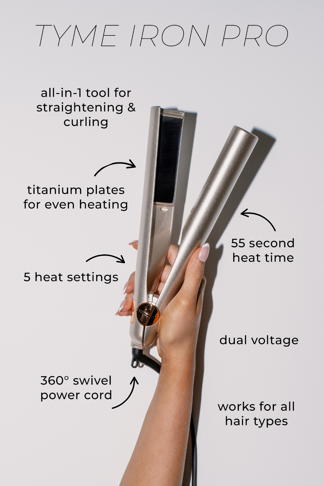 2-in-1 Hair Straightener and Curler - Fast Heating Titanium Iron 1