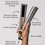 2-in-1 Hair Straightener and Curler - Fast Heating Titanium Iron 1