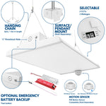 2FT LED Light Fixture 105W/90W/80W Selectable Color Temperature 16,500 Lumens 1