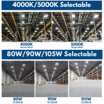 2FT LED Light Fixture 105W/90W/80W Selectable Color Temperature 16,500 Lumens 5