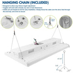 2FT LED Light Fixture 105W/90W/80W Selectable Color Temperature 16,500 Lumens 7