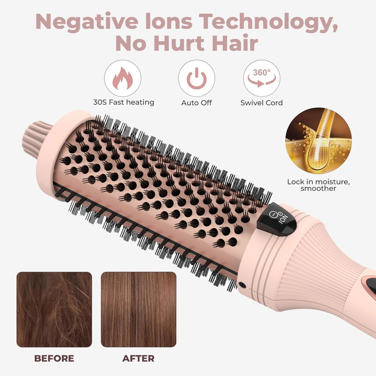 3-in-1 Pro Negative Ion Thermal Brush with Dual PTC Heaters 1