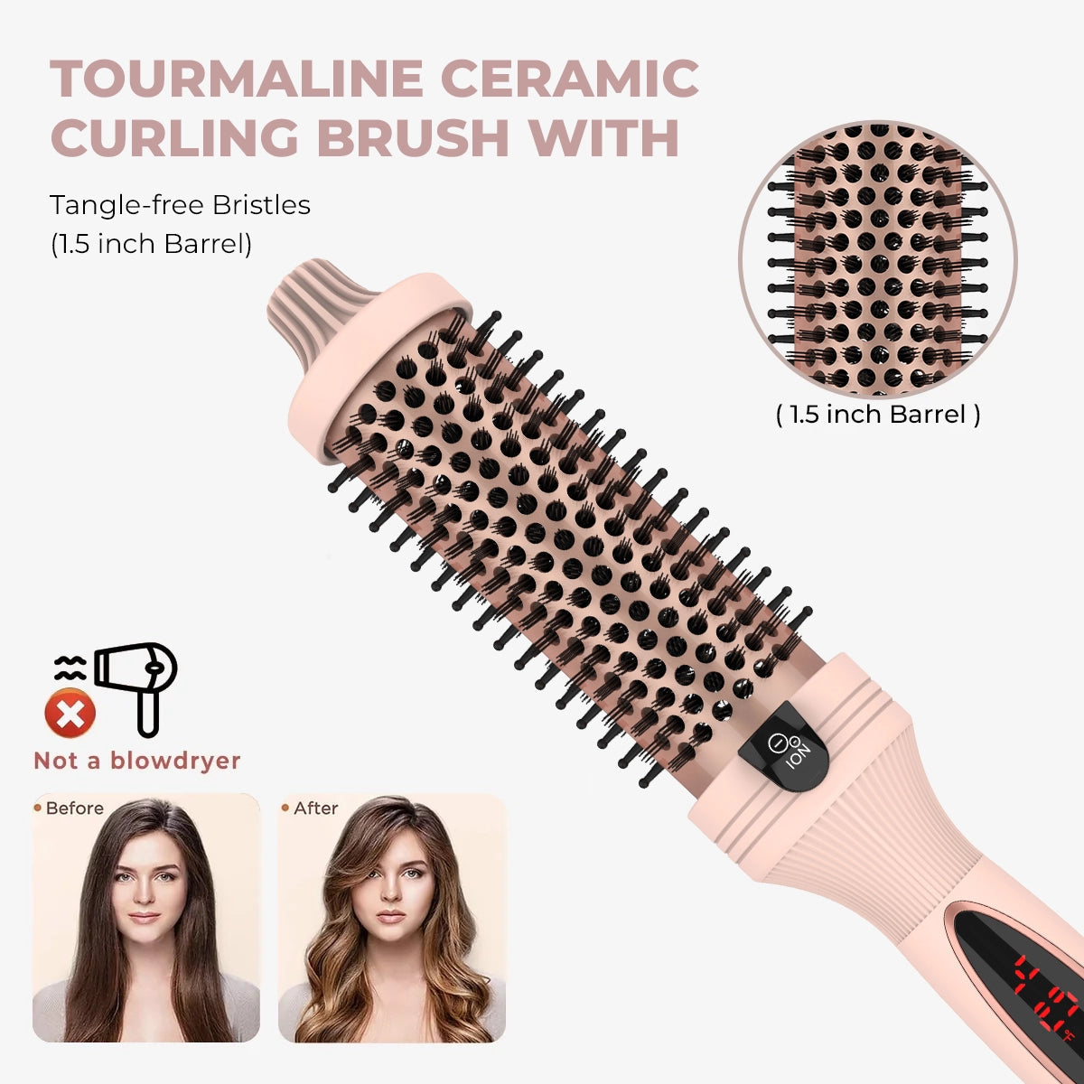 3-in-1 Pro Negative Ion Thermal Brush with Dual PTC Heaters 2