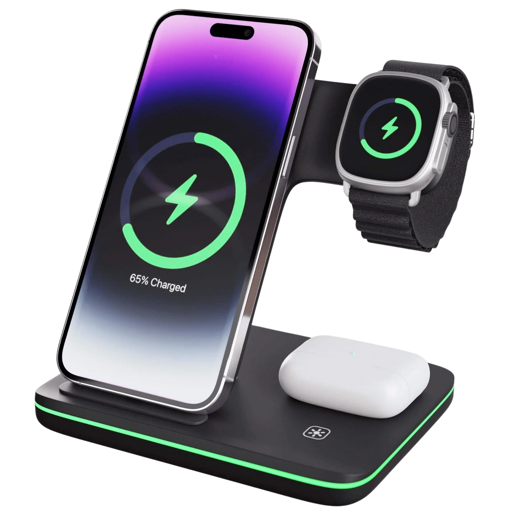 3-in-1 Wireless Charger for iPhone, Apple Watch, and AirPods 0