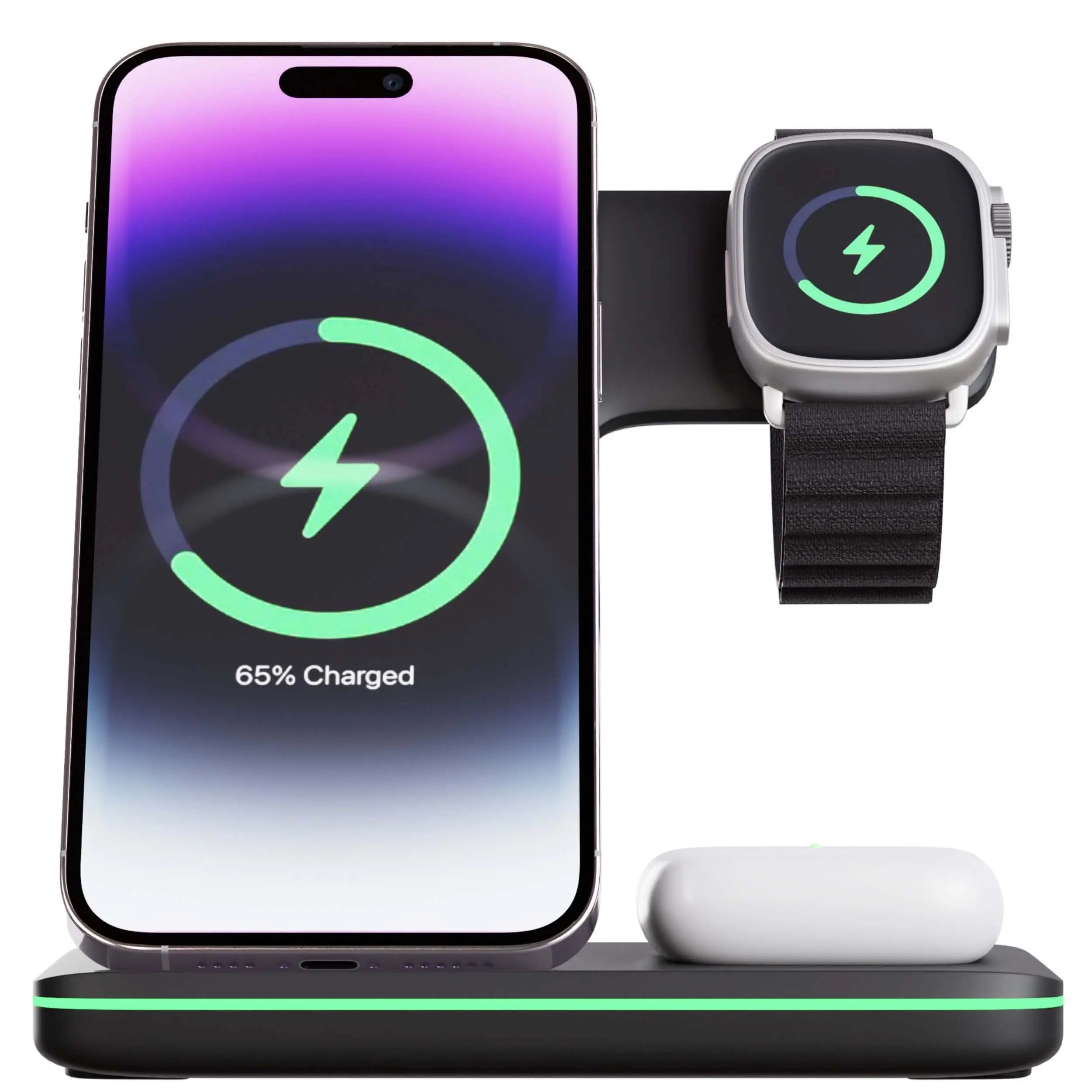 3-in-1 Wireless Charger for iPhone, Apple Watch, and AirPods 2