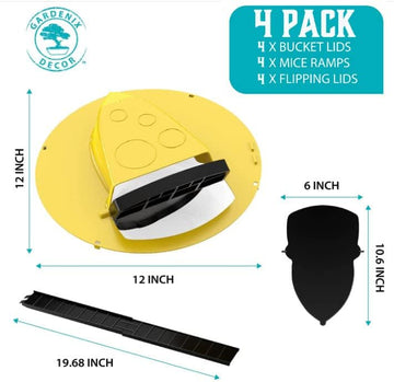 4-Pack Bucket Lid Mouse Trap – Humane Mice Traps for Effective Indoor & Outdoor Rodent Control 4