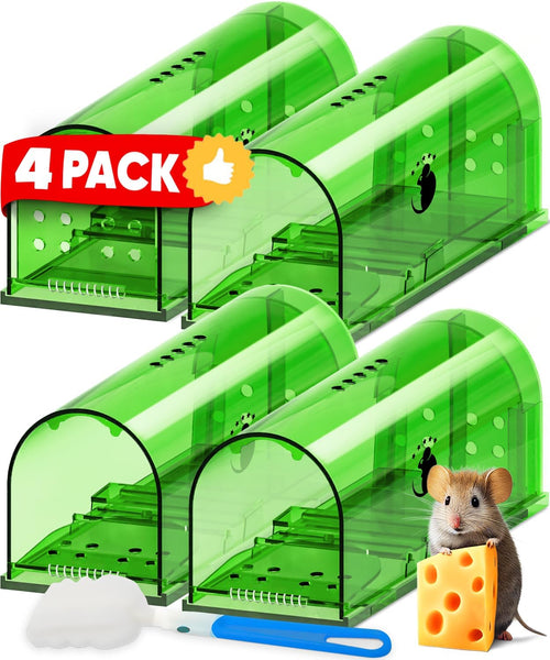 4-Pack Humane Mouse Traps – Safe, Easy Live Catch Mice Traps for Home Use 0