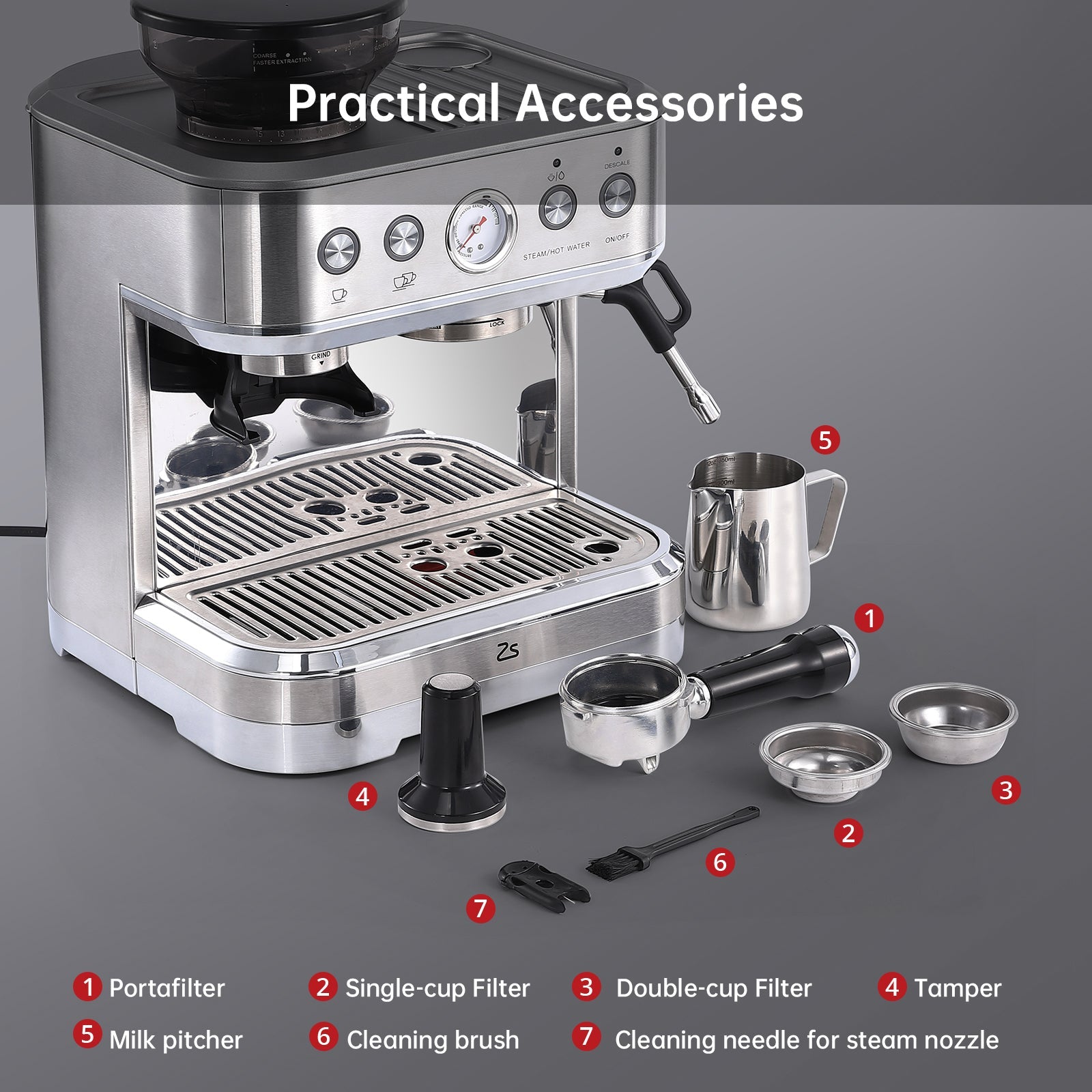 All-in-One Espresso Machine with Built-In Grinder and Milk Frother 3