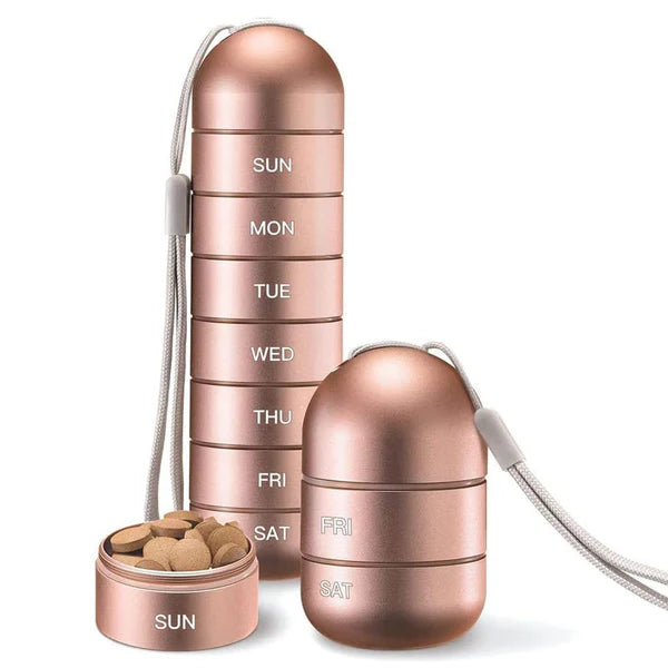 Aluminum 7-Day Weekly Pill Organizer – Travel Pill Box & Portable Pill Container for Medication Management 3