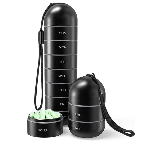 Aluminum 7-Day Weekly Pill Organizer – Travel Pill Box & Portable Pill Container for Medication Management 4