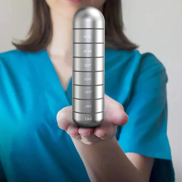 Aluminum 7-Day Weekly Pill Organizer – Travel Pill Box & Portable Pill Container for Medication Management 5