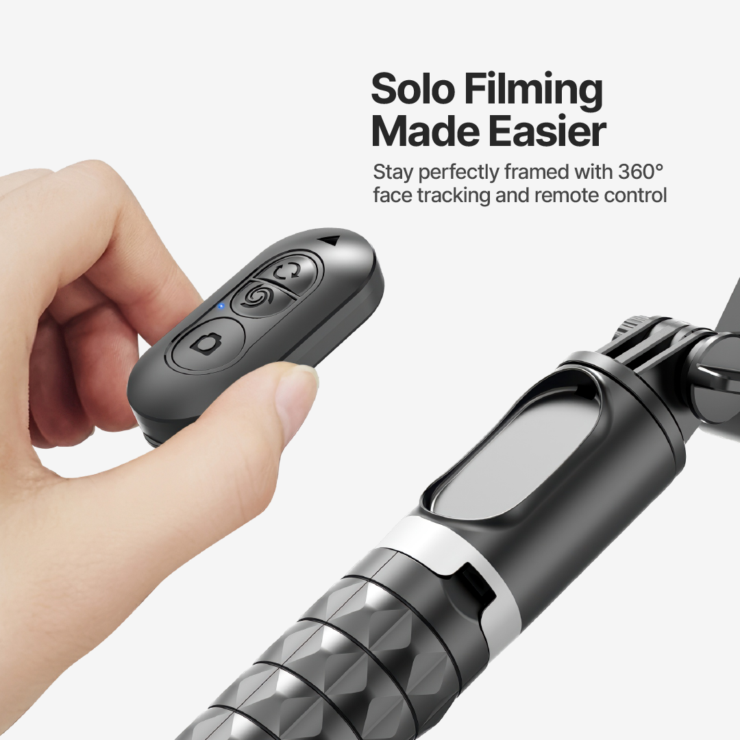 AutoFocus Tripod for Creators 360° Face Tracking Selfie Stick with Light and Remote 3