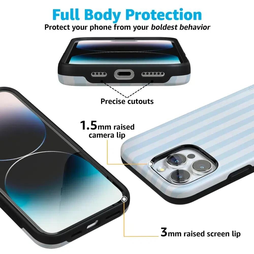 Blue Stripes Phone Case Soft Vertical Stripes Chic Design for Spring 7