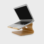 Ergonomic Laptop Stand for Desk Natural Birch Wood with Cable Management 4