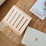Ergonomic Laptop Stand for Desk Natural Birch Wood with Cable Management 5