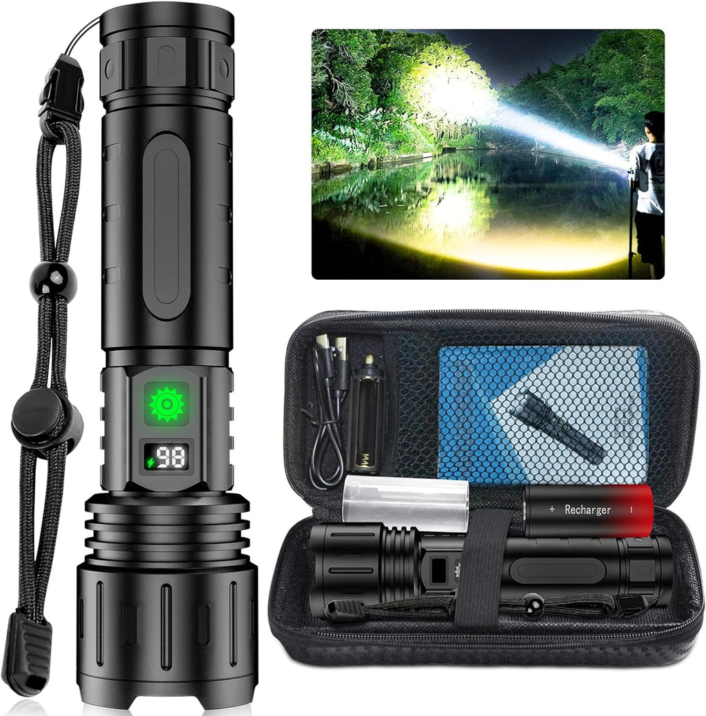 Extremely Bright Tactical Flashlight – 100,000 Lumens, Rechargeable & Waterproof | Ideal for Outdoor Adventures - Trendyhousehold.co