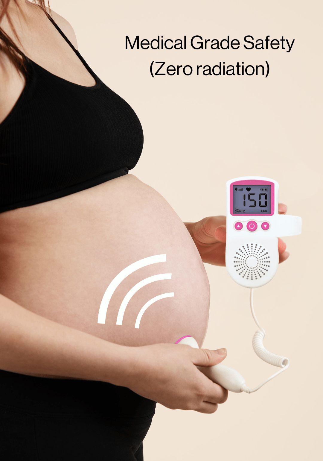Fetal Doppler Monitor At Home Baby Heartbeat Detector Portable Safe Use 2