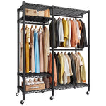 Heavy Duty Adjustable Portable Clothes Rack with Wheels for Bedroom Storage 0