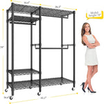 Heavy Duty Adjustable Portable Clothes Rack with Wheels for Bedroom Storage 1