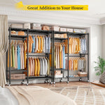 Heavy Duty Adjustable Portable Clothes Rack with Wheels for Bedroom Storage 4