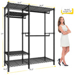 Heavy Duty Adjustable Portable Clothes Rack with Wheels for Bedroom Storage 8