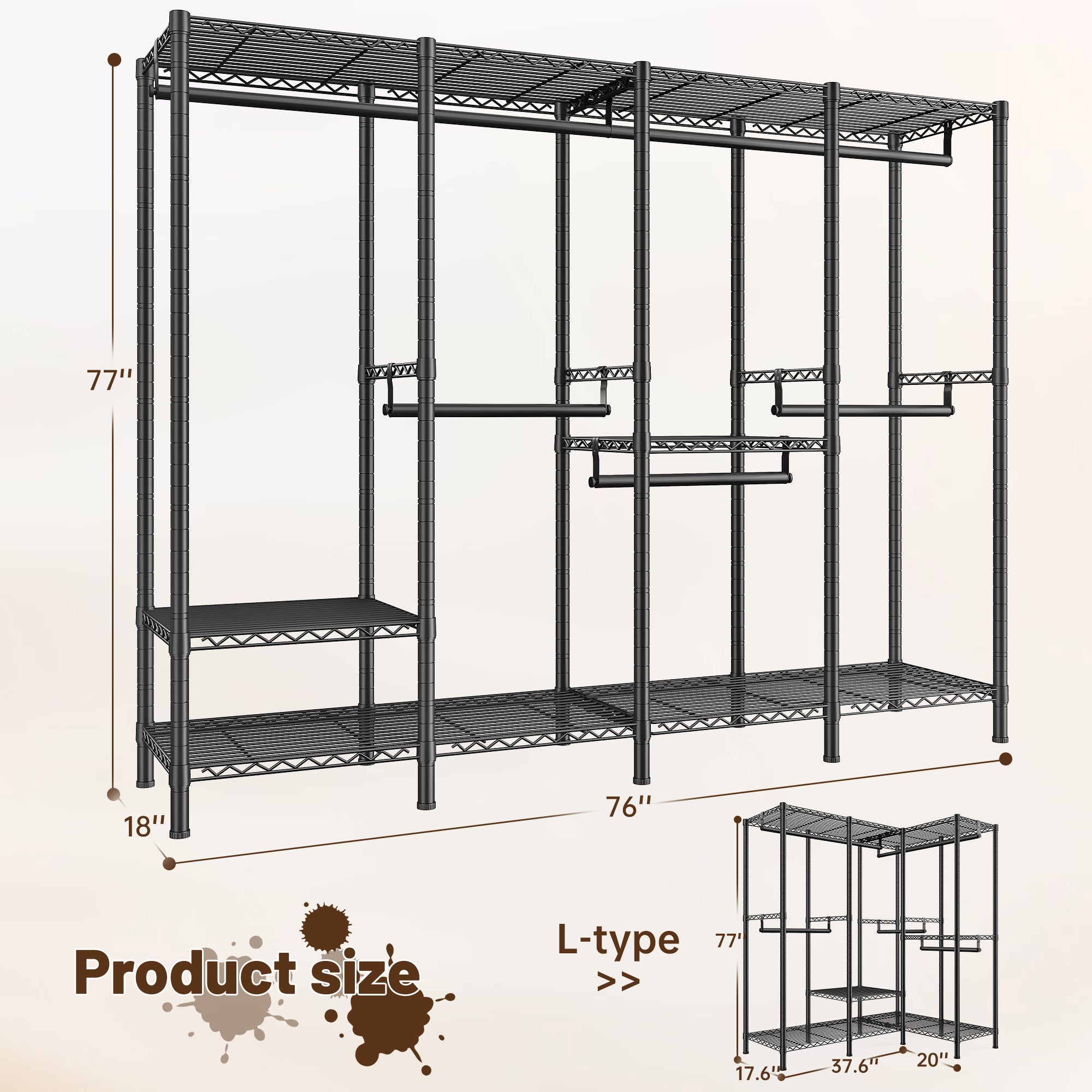 Heavy Duty Closet Organizer with Adjustable Shelving and Portable Design 1
