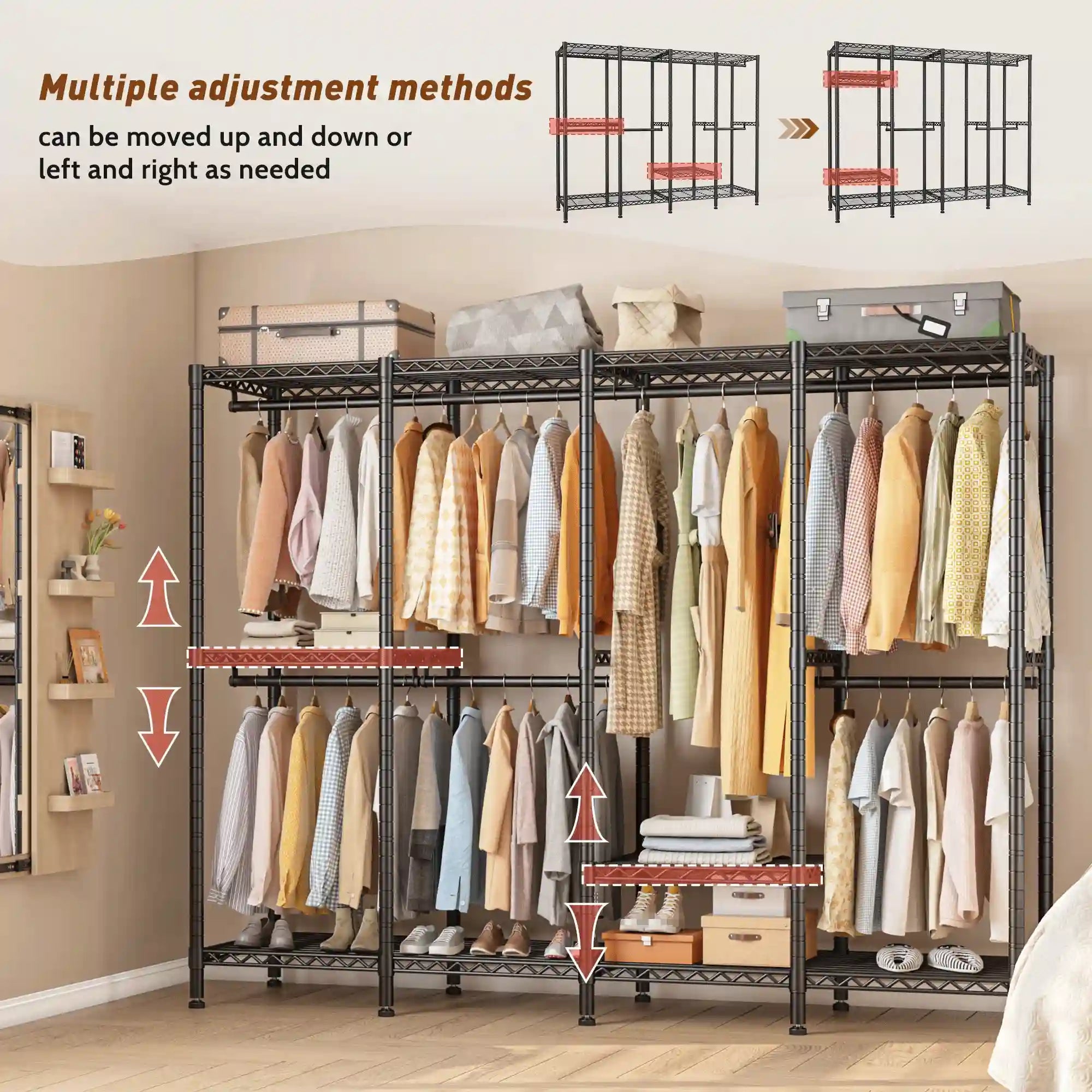 Heavy Duty Closet Organizer with Adjustable Shelving and Portable Design 4