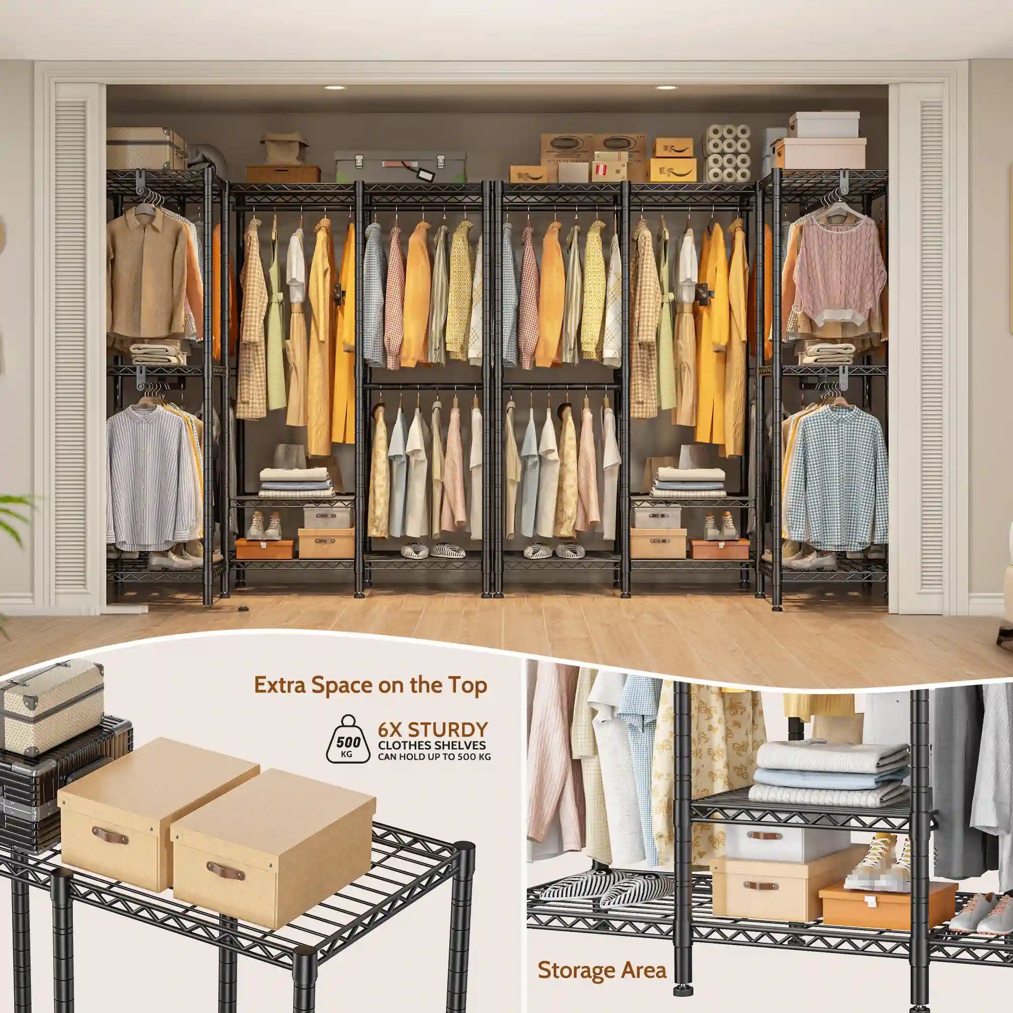 Heavy Duty Closet Organizer with Adjustable Shelving and Portable Design 5