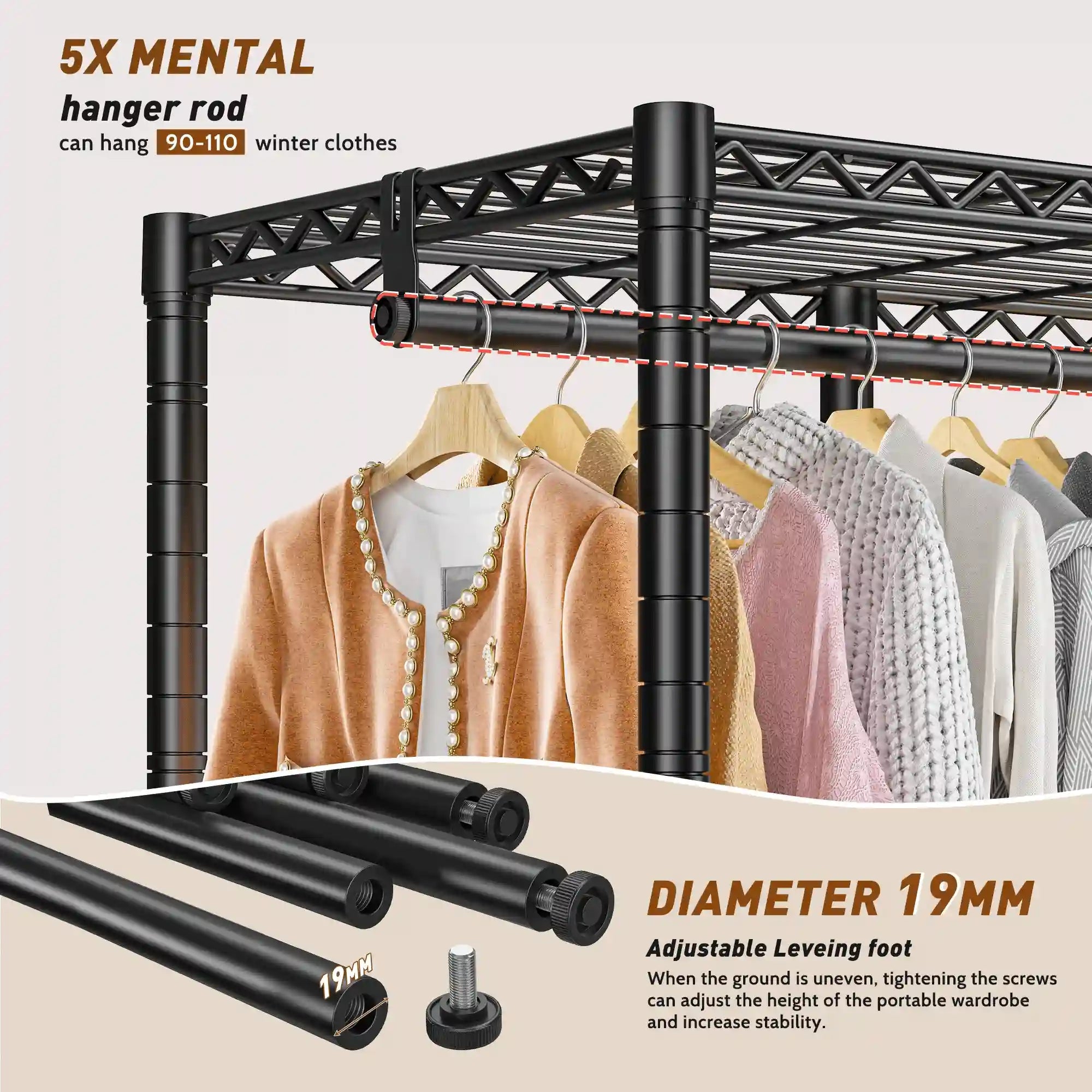 Heavy Duty Closet Organizer with Adjustable Shelving and Portable Design 6