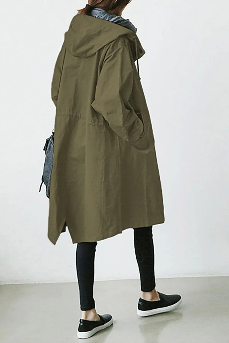 Hooded Waterproof Black Trench Coat for Women - Stylish & Functional Outerwear for All Weather 2