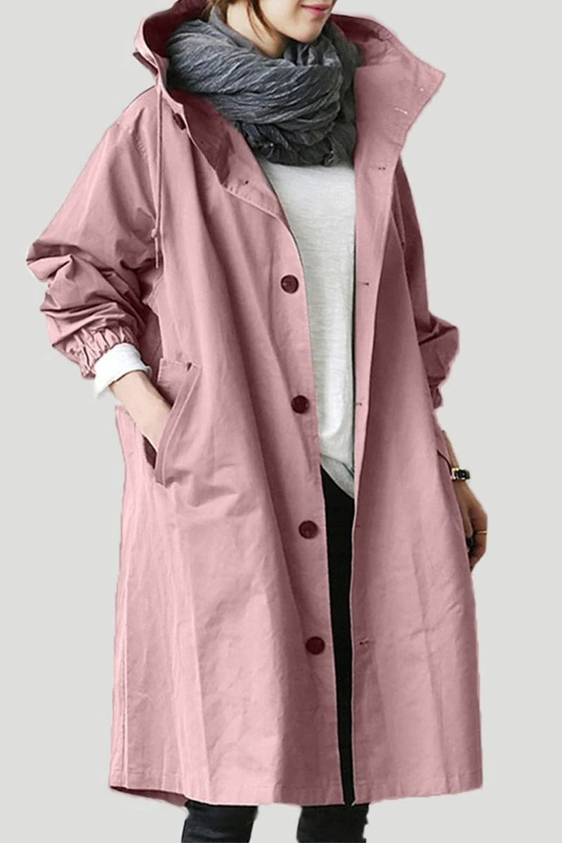 Hooded Waterproof Black Trench Coat for Women - Stylish & Functional Outerwear for All Weather 7