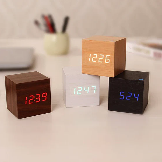 Modern Digital Wood Clock – Stylish Minimalist Design with Glowing Numerals for Home & Office 0