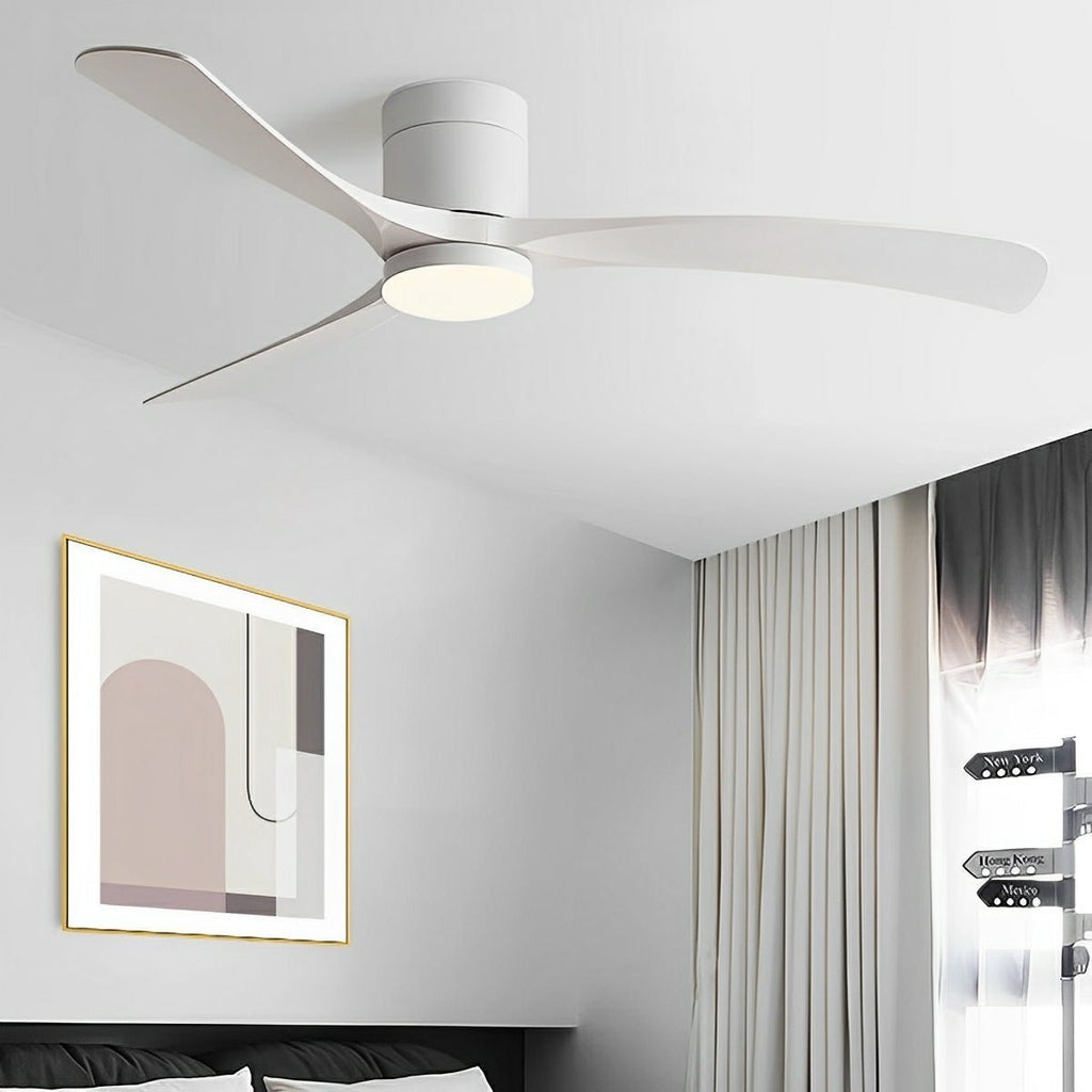 Modern Flush Mount Ceiling Fan Light with Dimmable LED and Remote Control - Trendyhousehold.co