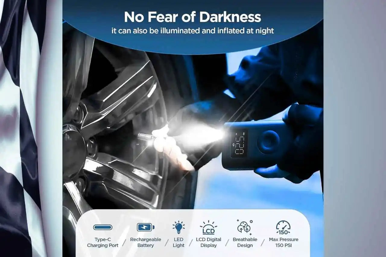 Portable Air Compressor for Car with Digital Display - Compact Tire Pump 4