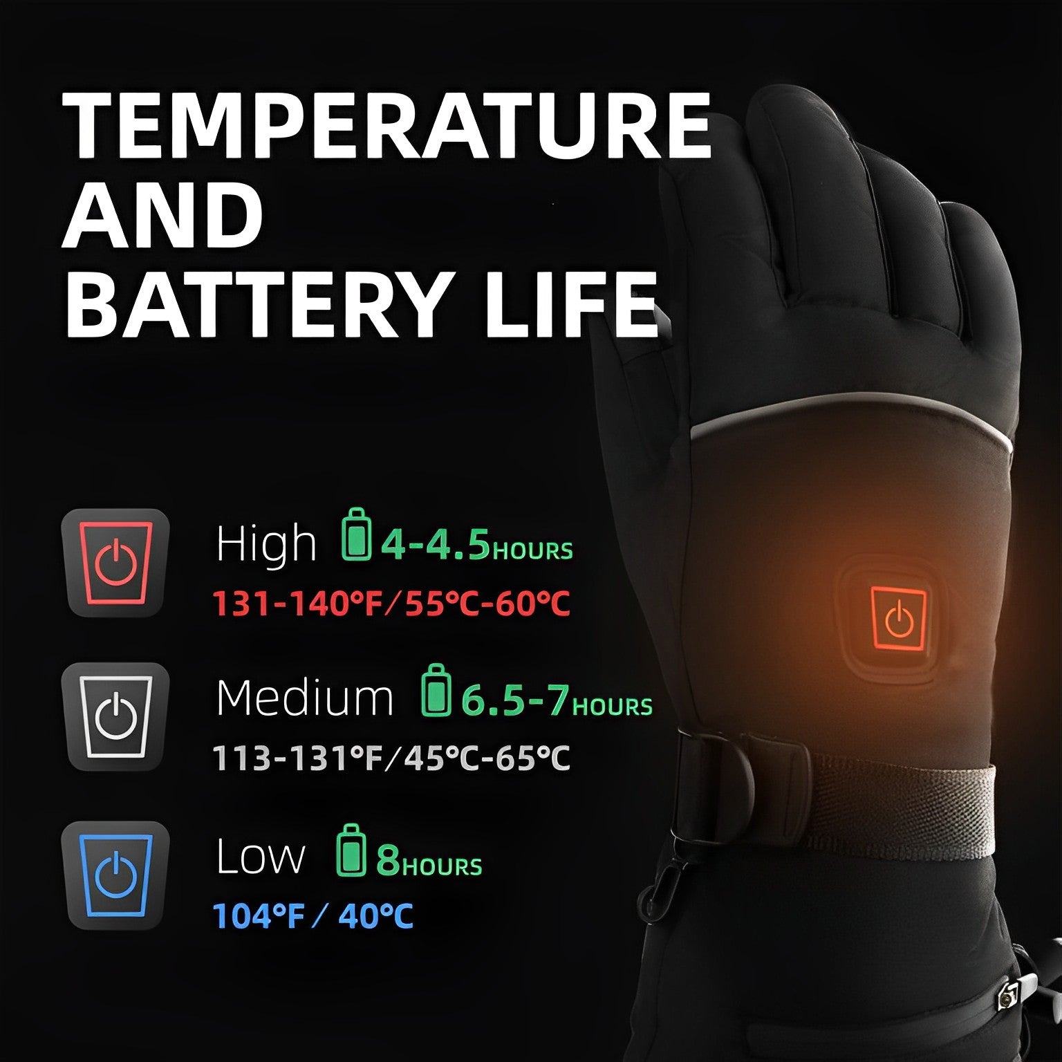 Premium Heated Gloves for Men and Women – Best Heated Ski Gloves with Adjustable Heat Settings 3