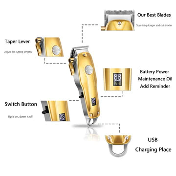 Professional Gold Hair Clippers Set – Cordless Hair Clippers for Men & Kids | Precision Hair Trimmer 3