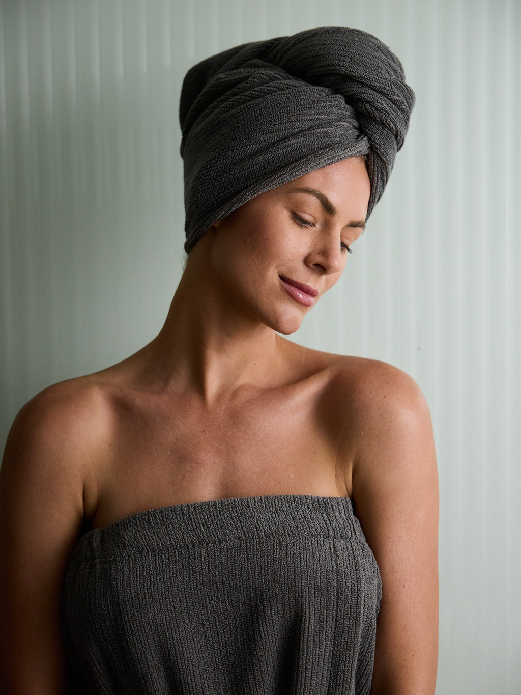 Ribbed Terry Hair Wrap Soft Absorbent Towel for All Hair Types 0
