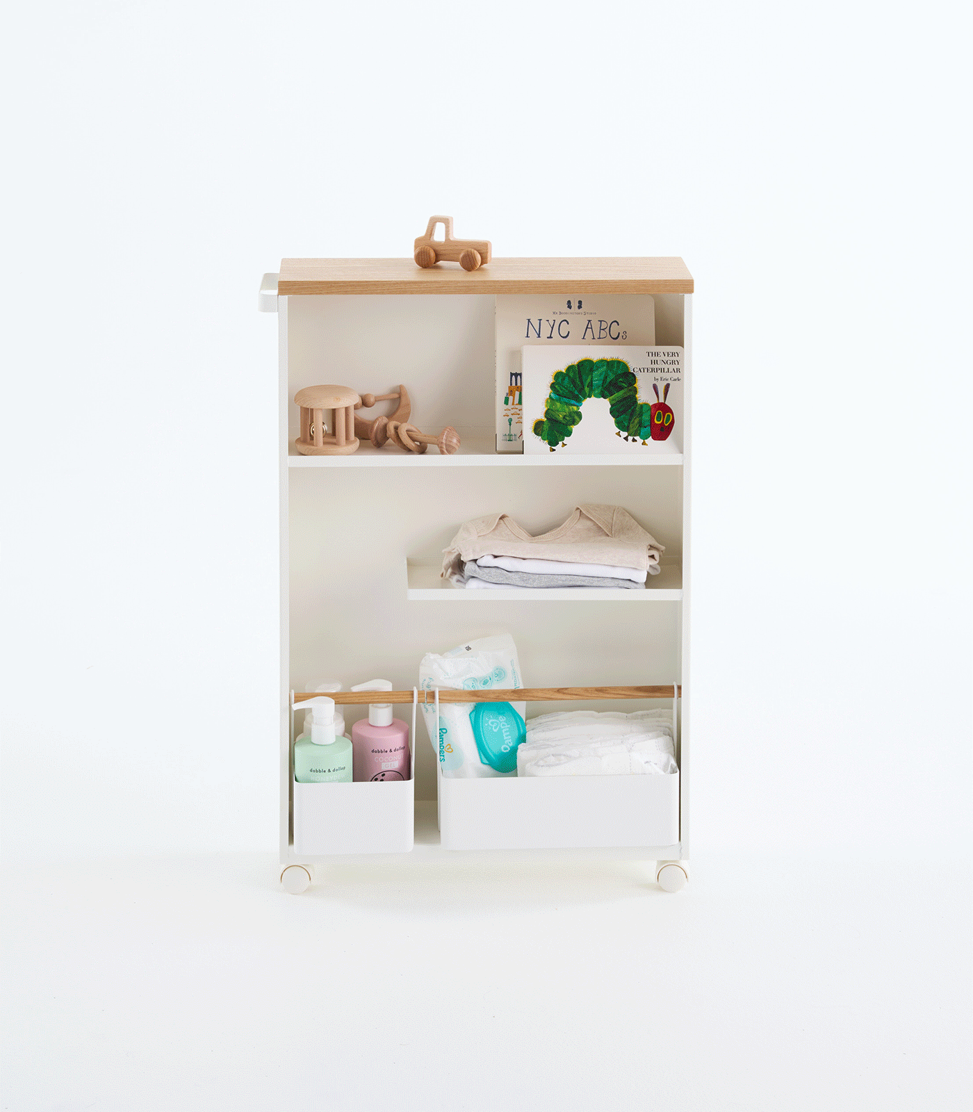 Slim Rolling Storage Cart 27 High Steel Bathroom Organizer with Adjustable Handle 1