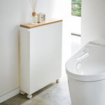 Slim Rolling Storage Cart 27 High Steel Bathroom Organizer with Adjustable Handle 3