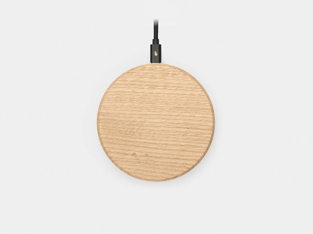 Slim Wireless Charger QI Compatible Fast Charging Pad Wood Design 0