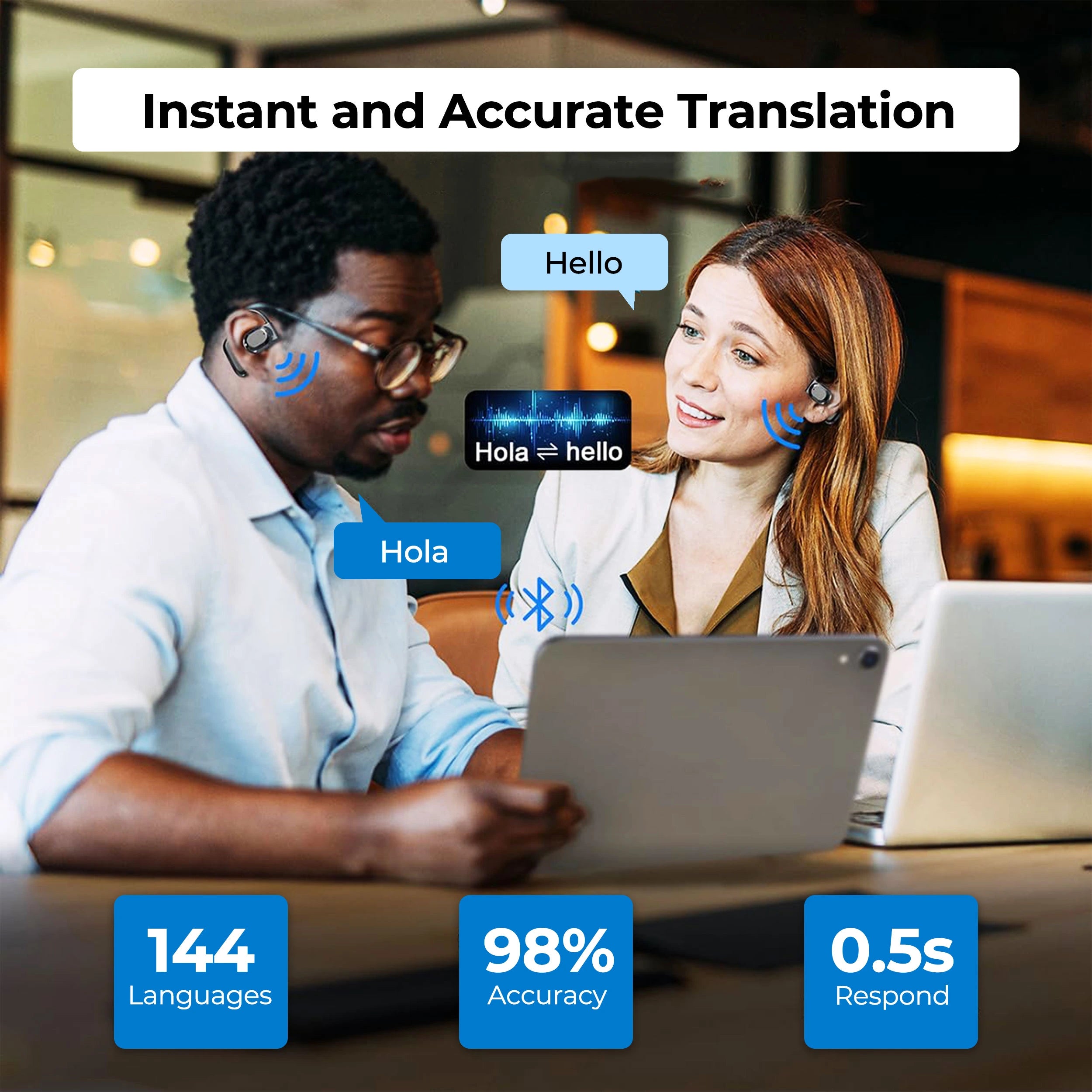Wireless Earbuds 3-in-1 Real-Time Language Translator Compact Design 1