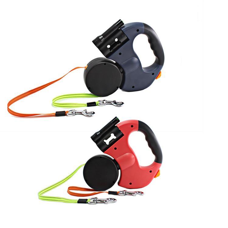 Retractable Dual Dog Leash with Light