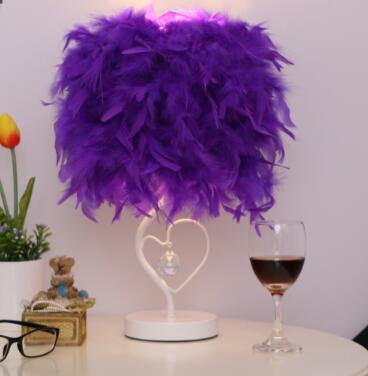 LED Feather Heart Wing Crystal Bedside Table Lamp