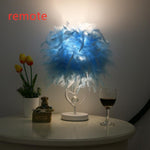 LED Feather Heart Wing Crystal Bedside Table Lamp