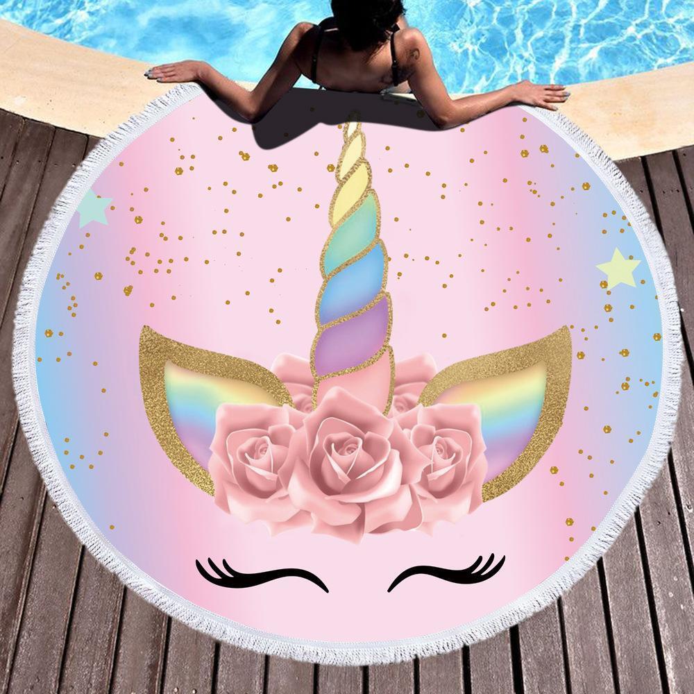 Unicorn Tassel Round Beach Towel