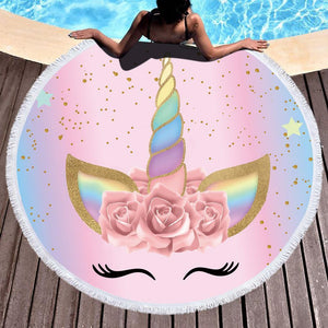 Unicorn Tassel Round Beach Towel